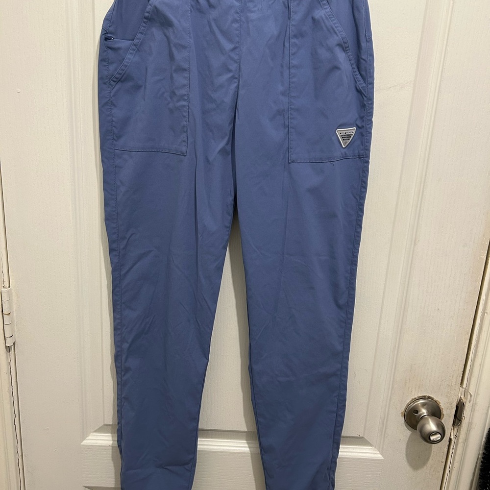 Blue Cargo Pants with Elastic Waistband and Relaxed Fit